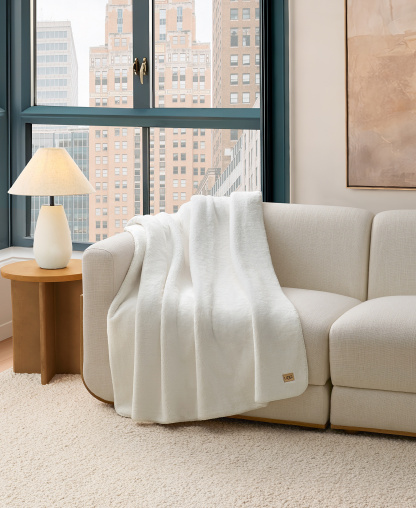 UGG® Saige Plush Throw, 50" x 70" - Snow