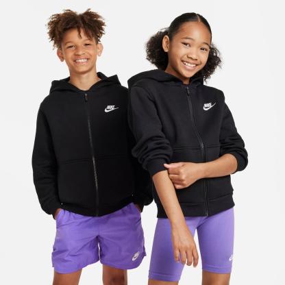 Big Kids' Nike Sportswear Club Fleece Full-Zip Hoodie - Black/White
