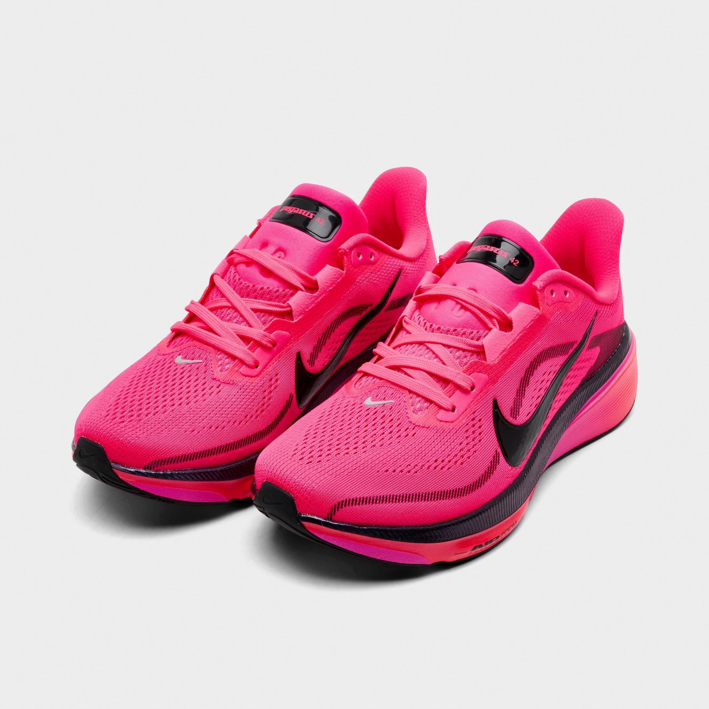 Women's Nithtke Pegasus 42 Running Shoes - Part 1 - Hyper Pink/Black/Laser - Both shoes facing left