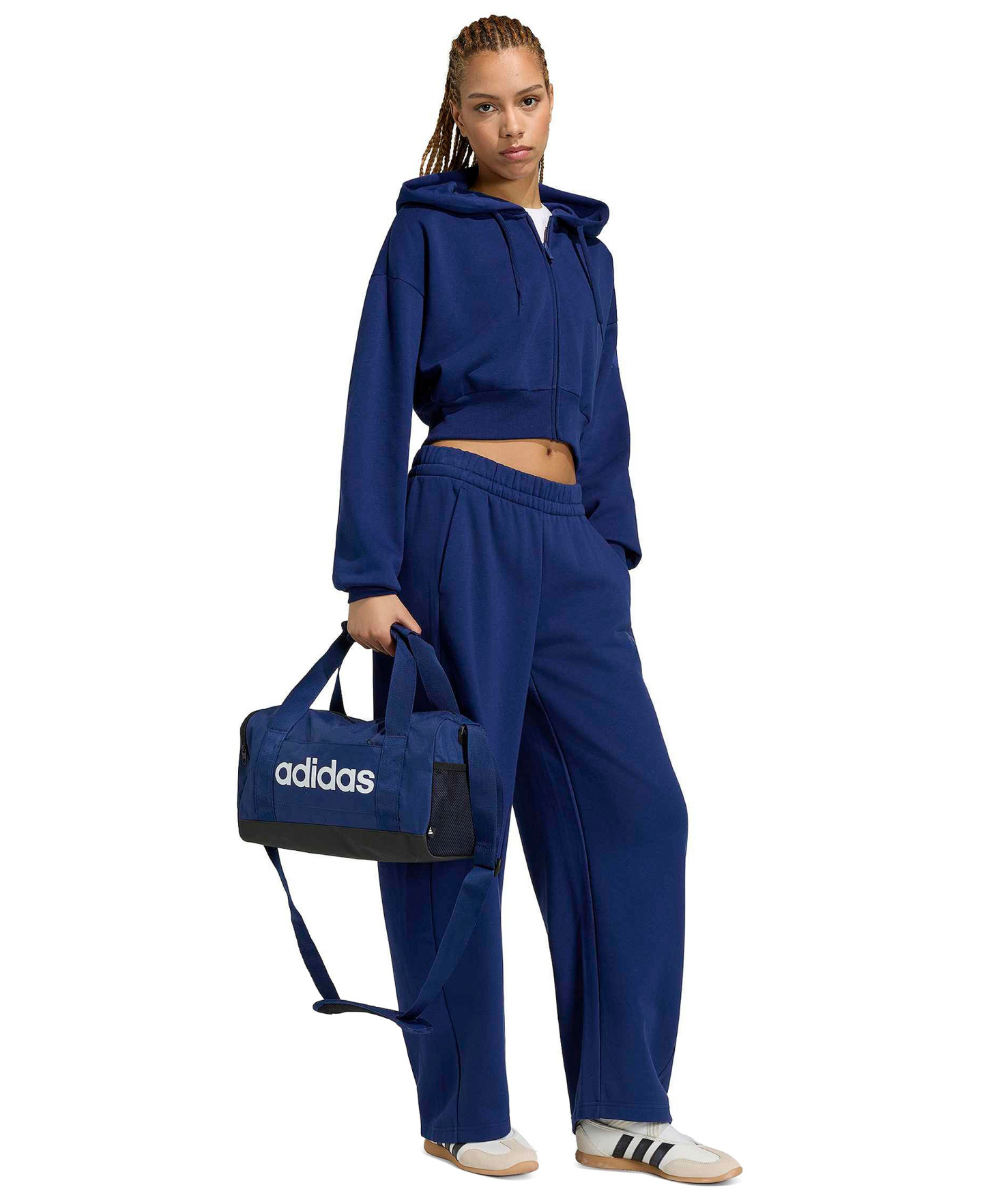 adidas Women's Essentials Contemporary Fleece Full-Zip Hooded Jacket - Dark Blue