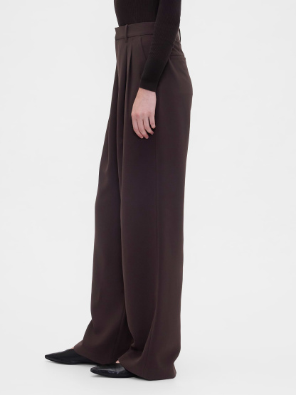 365 High Rise Pleated Trousers - Terra brown