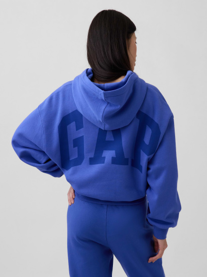 VintageSoft Crop Logo Hoodie - Dazzling blue