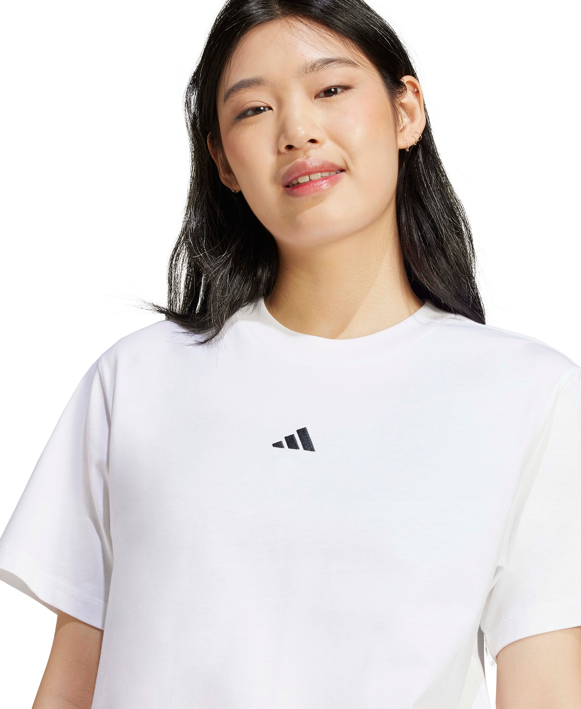 adidas Women's Short-Sleeve Cotton Crewneck Logo T-Shirt - White/black