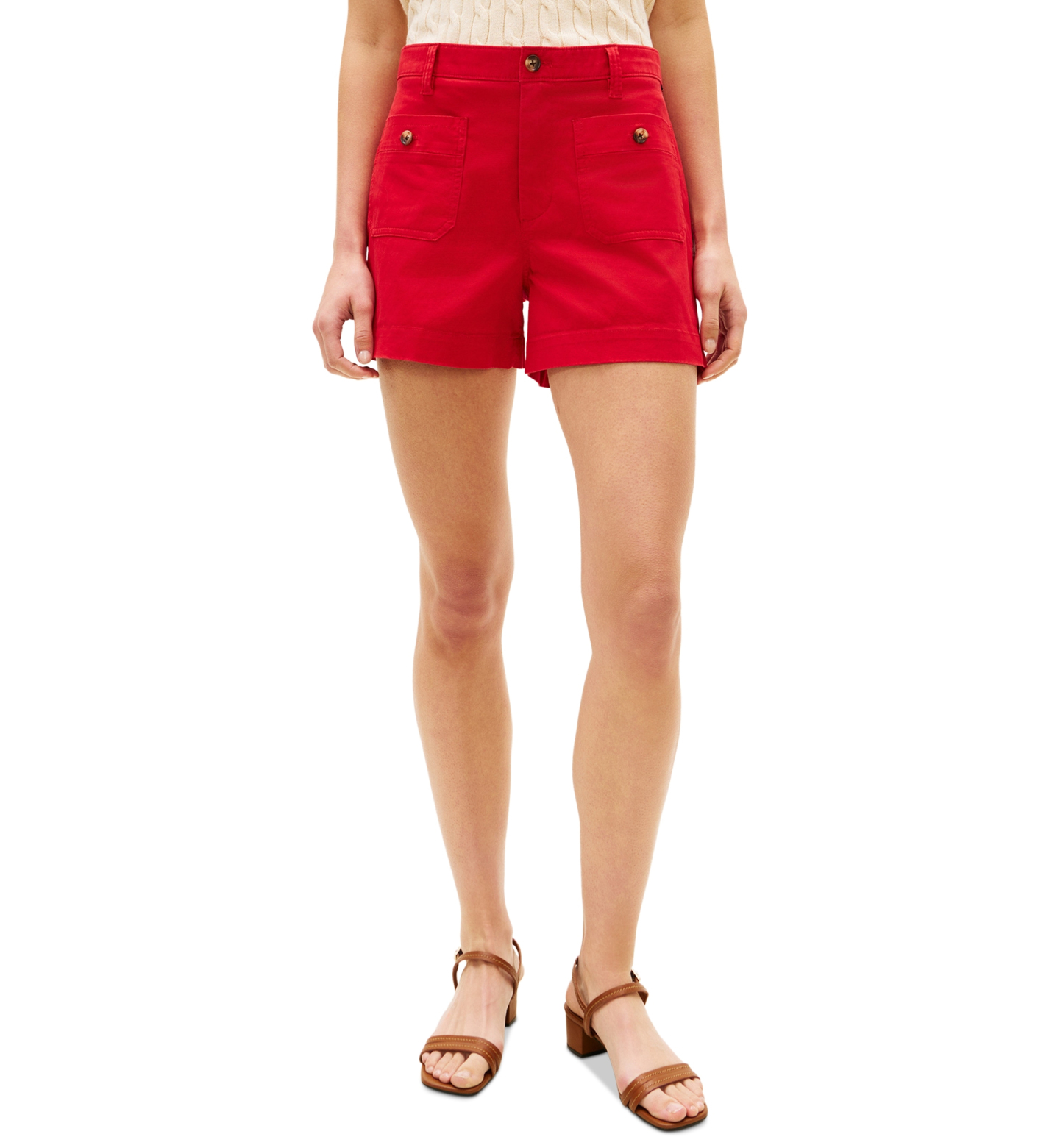 Tommy Hilfiger Women's Twill Patch Pocket Shorts - Primary Red