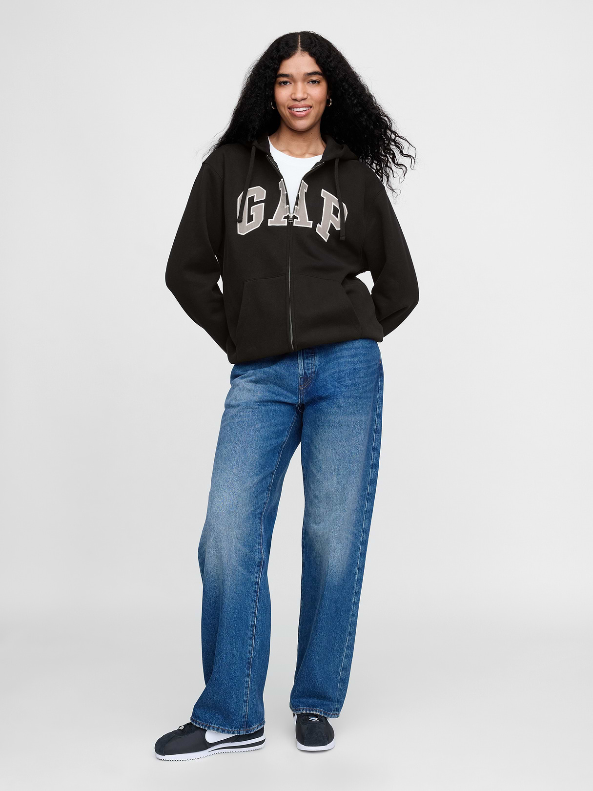 Adult VintageSoft Arch Logo Zip Hoodie - Black
