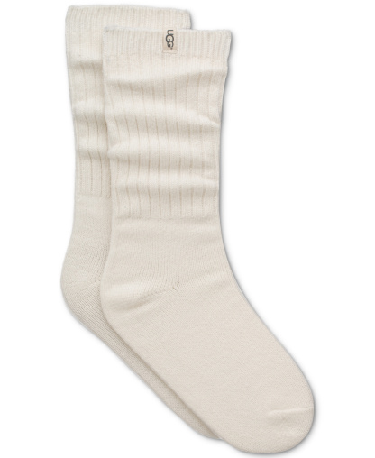 UGG Women's Rib-Knit Slouchy Crew Socks - White