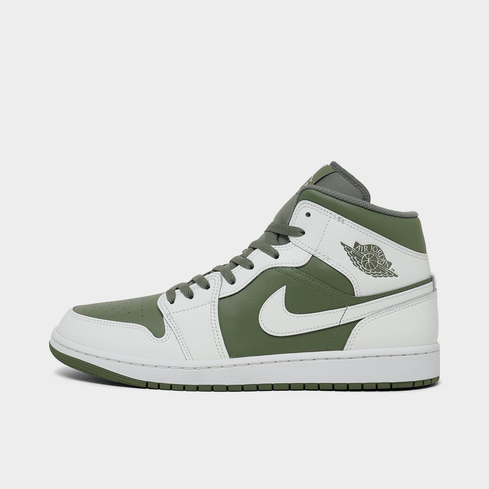Men's Air Jordan Retro 1 Mid Casual Shoes - Summit White/Vintage Lichen - view 1