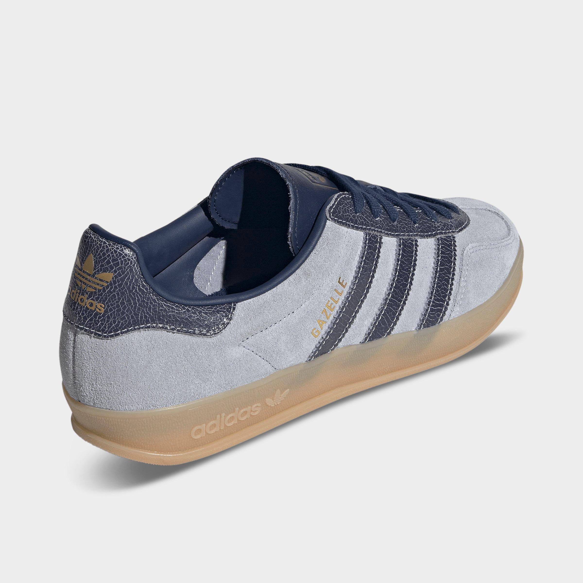 Men's adidas Originals Gazelle Indoor Casual Shoes - Halo Silver/Night Indigo/Gum - Back view