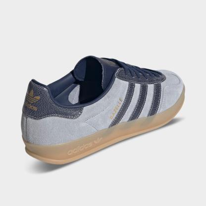 Men's adidas Originals Gazelle Indoor Casual Shoes - Halo Silver/Night Indigo/Gum - Back view