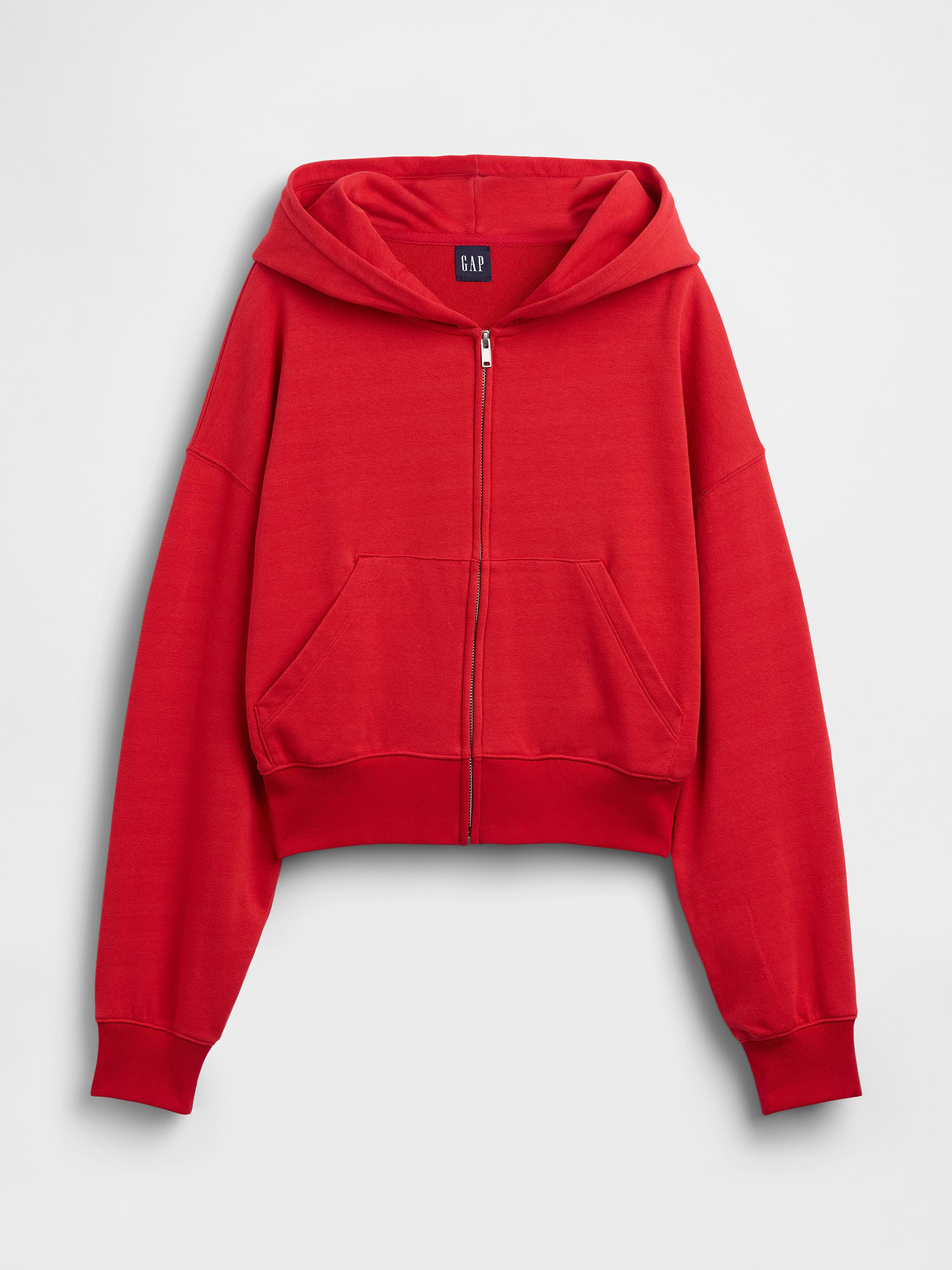 VintageSoft Terry Oversized Wedge Zip Hoodie - Red
