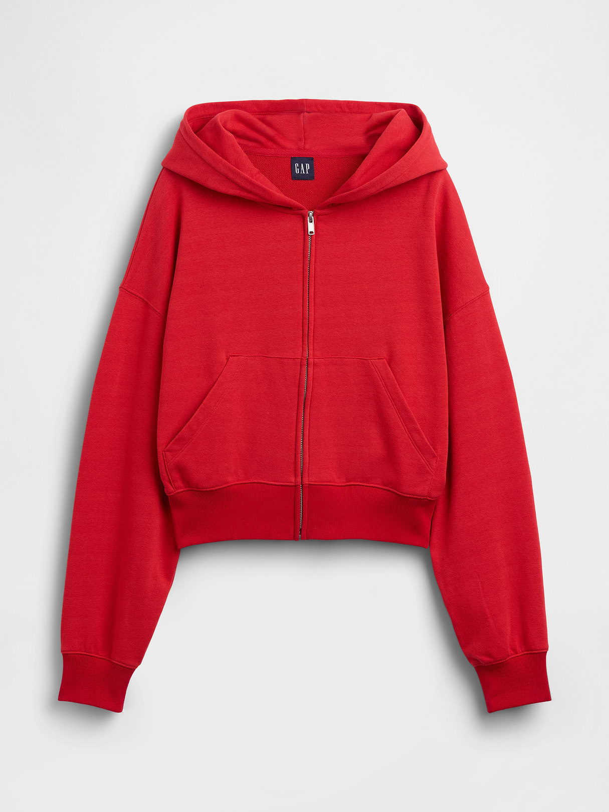 VintageSoft Terry Oversized Wedge Zip Hoodie - Red