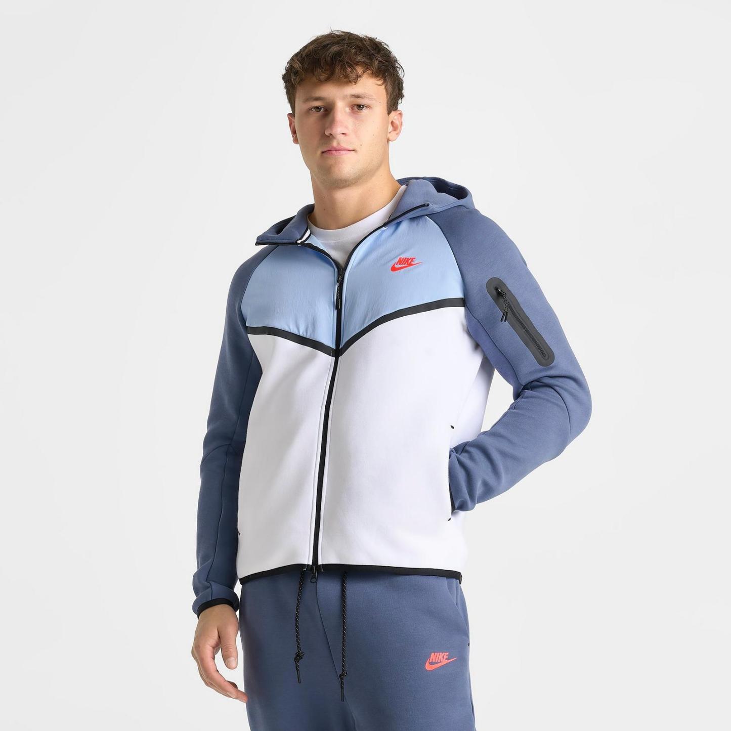 Men's Nike Tech Fleece Windrunner Full-Zip Jacket - White/Psychic Blue/Diffused Blue