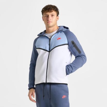 Men's Nike Tech Fleece Windrunner Full-Zip Jacket - White/Psychic Blue/Diffused Blue