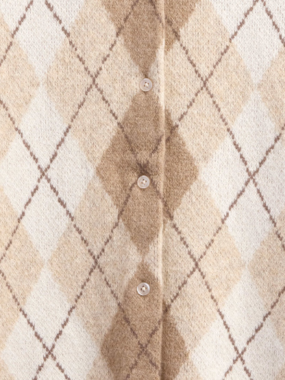 CashSoft Crop Cardigan - Winter beige argyle