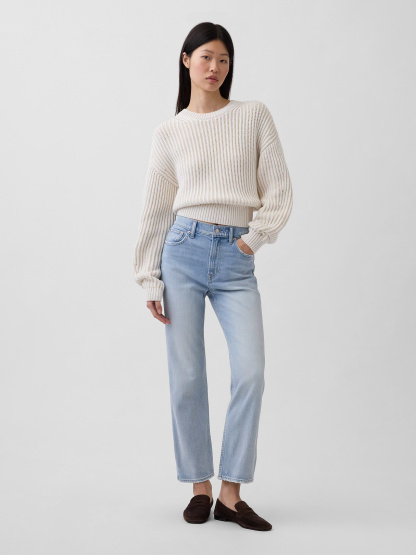High Rise ’90s Slim Straight Crop Jeans - Light indigo