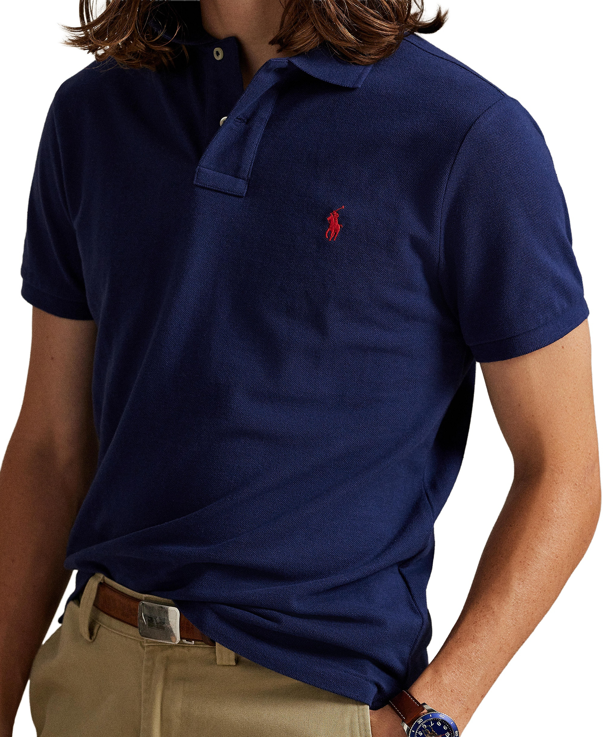 Polo Ralph Lauren Men's Custom Slim-Fit Mesh Polo Shirt - Newport Navy