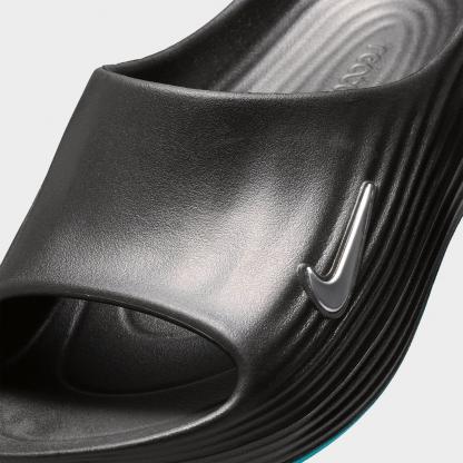 Men's Nithtke ReactX Rejuven8 Slide Sandals - Black/Gamma Blue/Metallic Silver - Detail shot