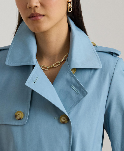 Lauren Ralph Lauren Women's Double-Breasted Belted Trench Coat, Created for Macy's - Blue Note