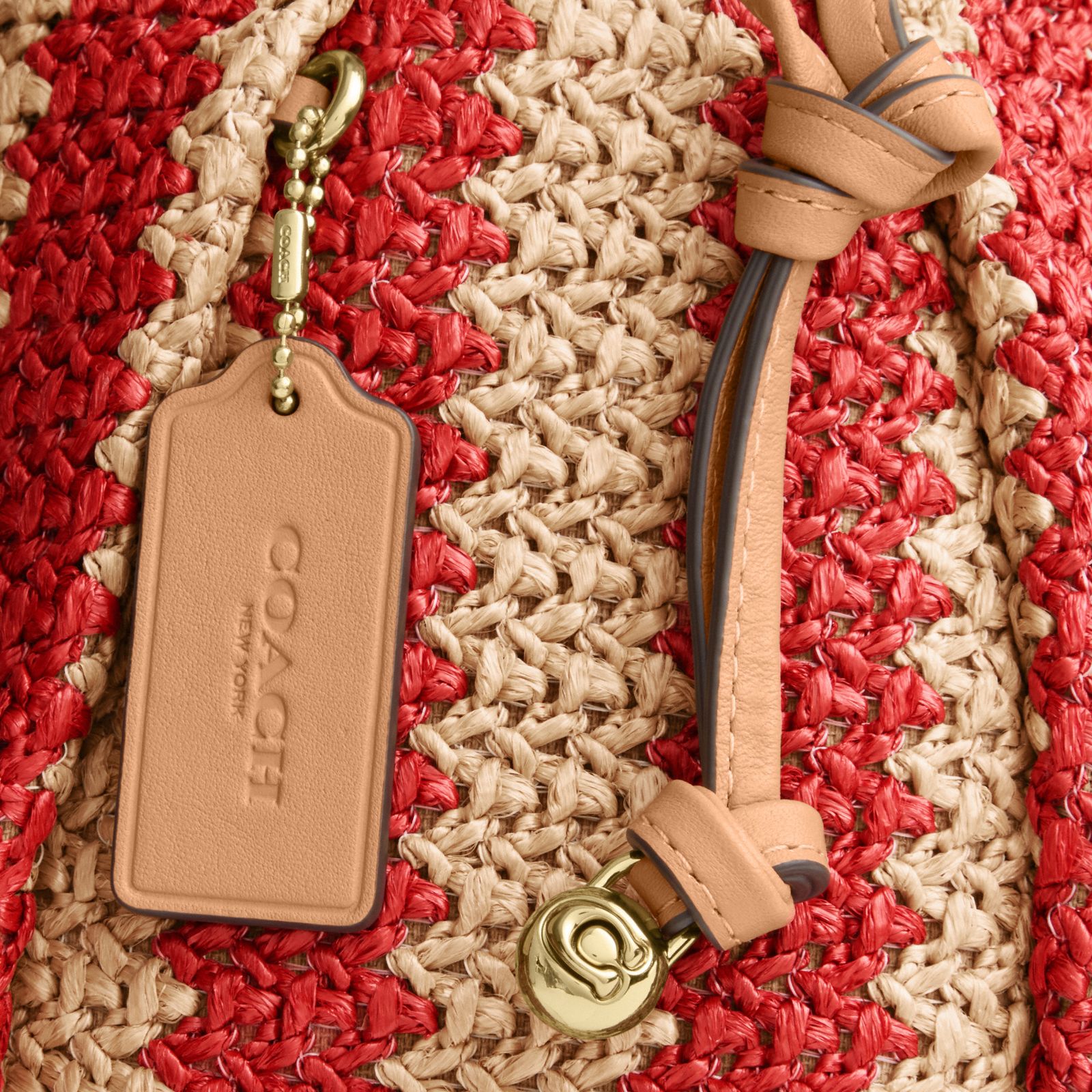 Faye Large Shoulder Bag With Stripes - Gold/Red/Tan - view 8