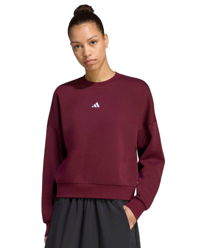 adidas Women's Essentials Crewneck Small-Logo Sweatshirt - Maroon/white