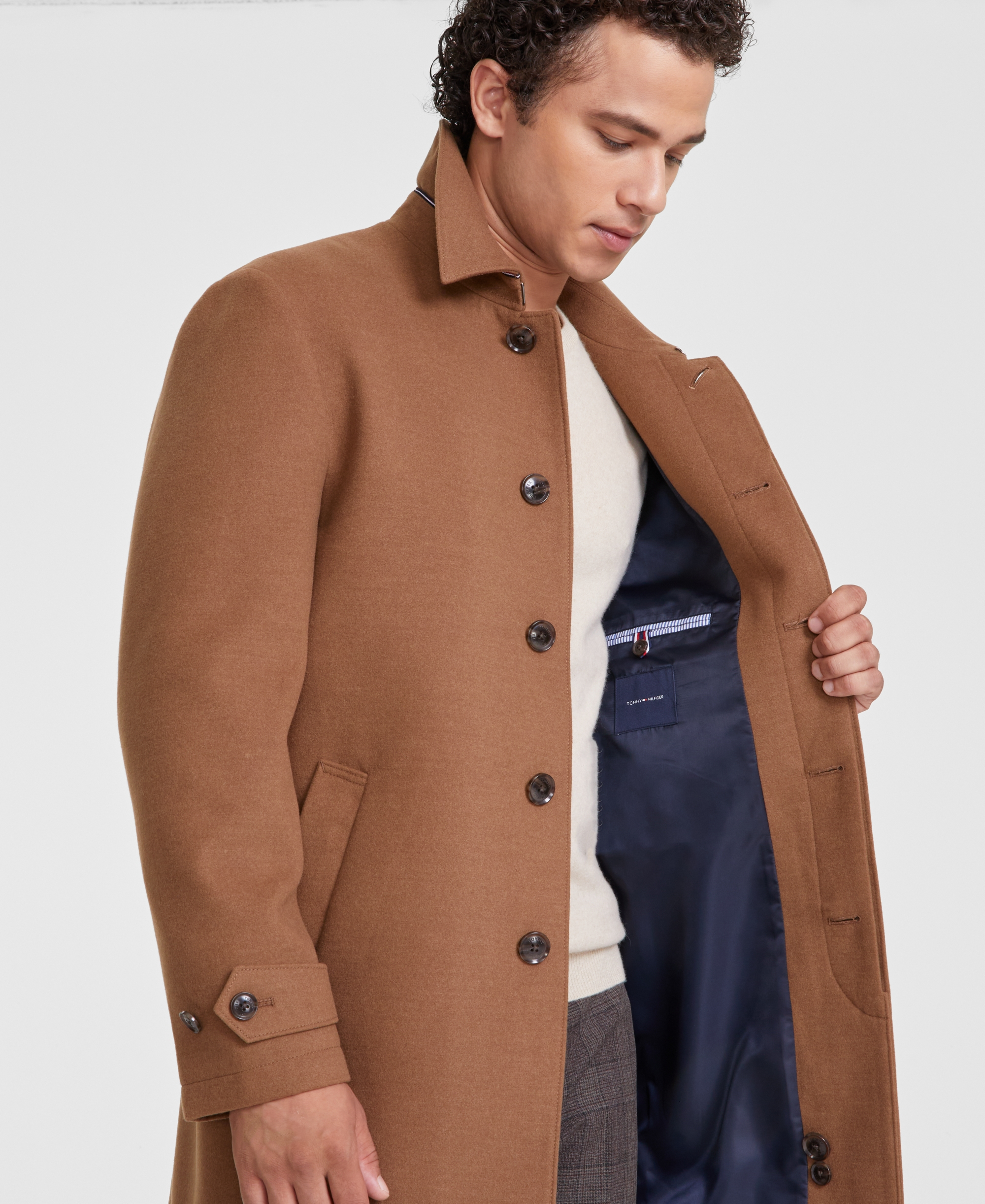 Tommy Hilfiger Men Modern Fit Car Coat - Dark Camel