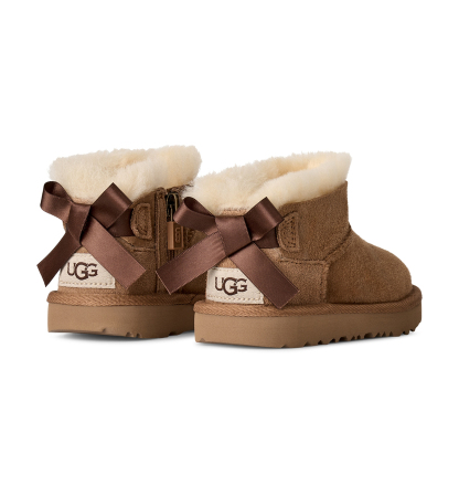 UGG® Toddler Kids Ultra Mini Bailey Bow Zipper Booties - Chestnut