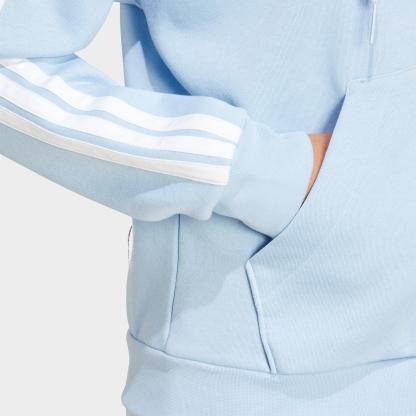 Women's adidas Essentials 3-Stripes Fleece Full-Zip Hoodie - Glow Blue/White