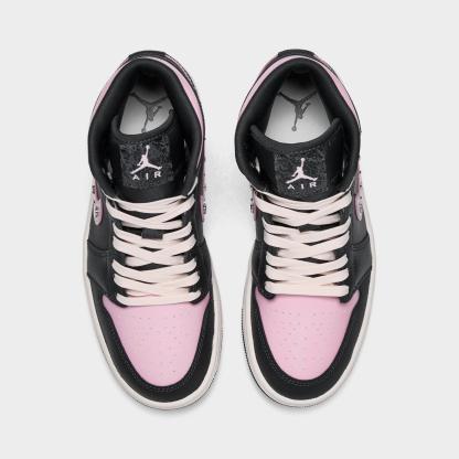 Women's Air Jordan Retro 1 Mid LE Casual Shoes - Anthracite/Iced Carmine/Coconut Milk/Metallic Silver - view 5