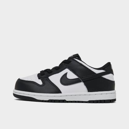 Kids' Toddler Nithtke Dunk Low Casual Shoes - White/Black/White - Left shoe facing left. Outside of the shoe.