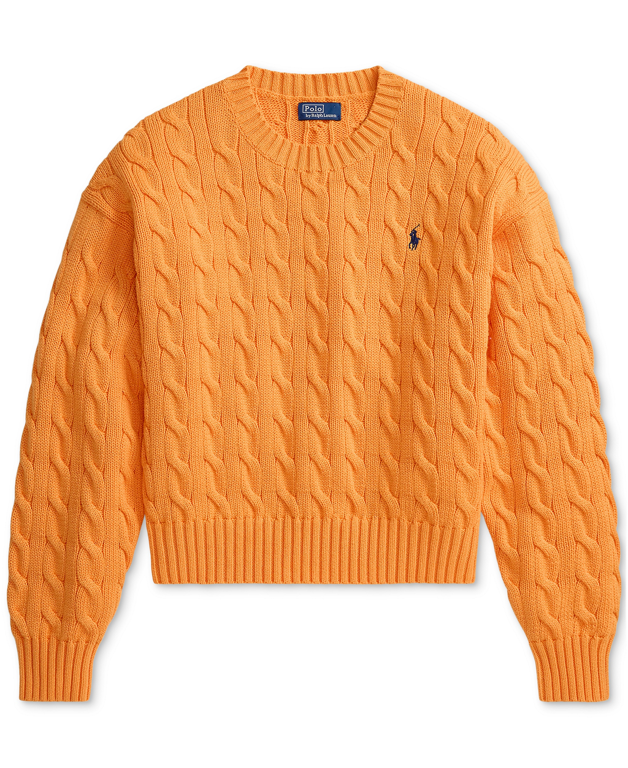 Polo Ralph Lauren Women's Cable-Knit Cotton Crewneck Sweater - Soft Clementine