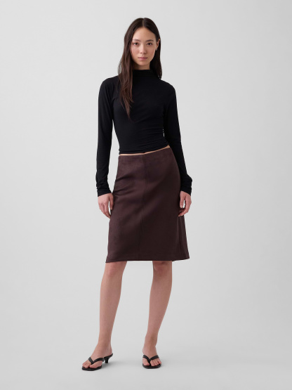 Vegan Suede Pencil Skirt - Terra brown