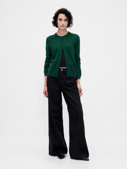 CashSoft Crop Cardigan - Evergreen glamour