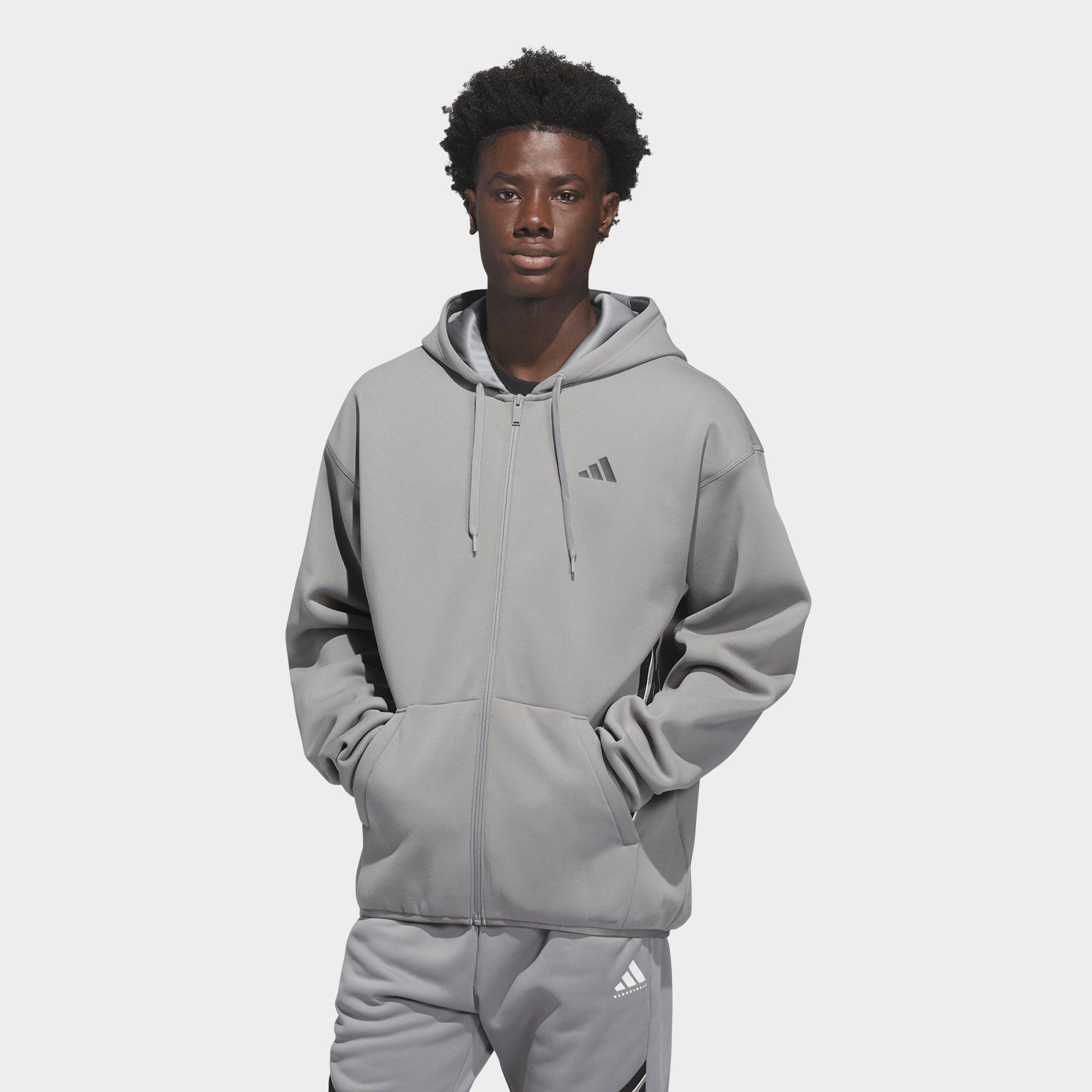 Men's adidas Basketball Crazy Warm Full-Zip Hoodie - Grey/Black