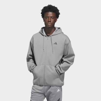 Men's adidas Basketball Crazy Warm Full-Zip Hoodie - Grey/Black