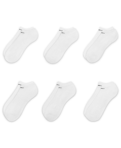 Nike Unisex Everyday Cushioned Training No-Show Socks, 6-Pack - White