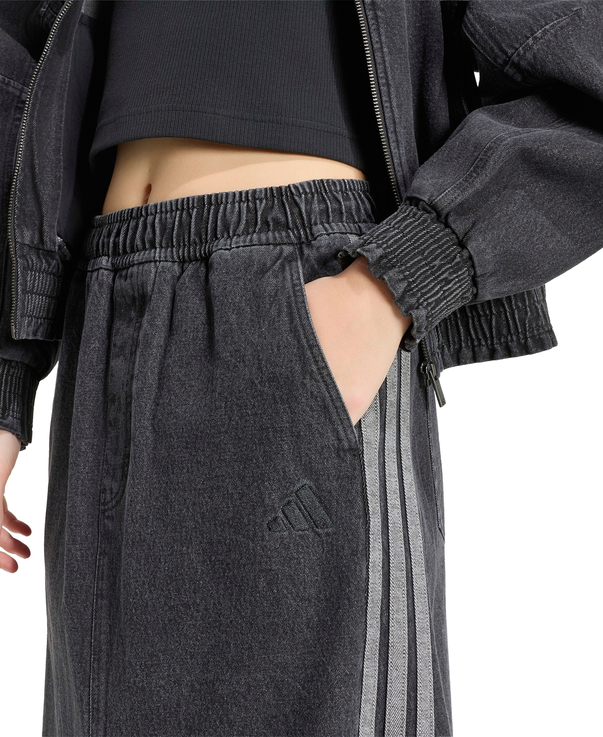 adidas Women's Stadium Washed Denim Loose-Fit Skirt - Black