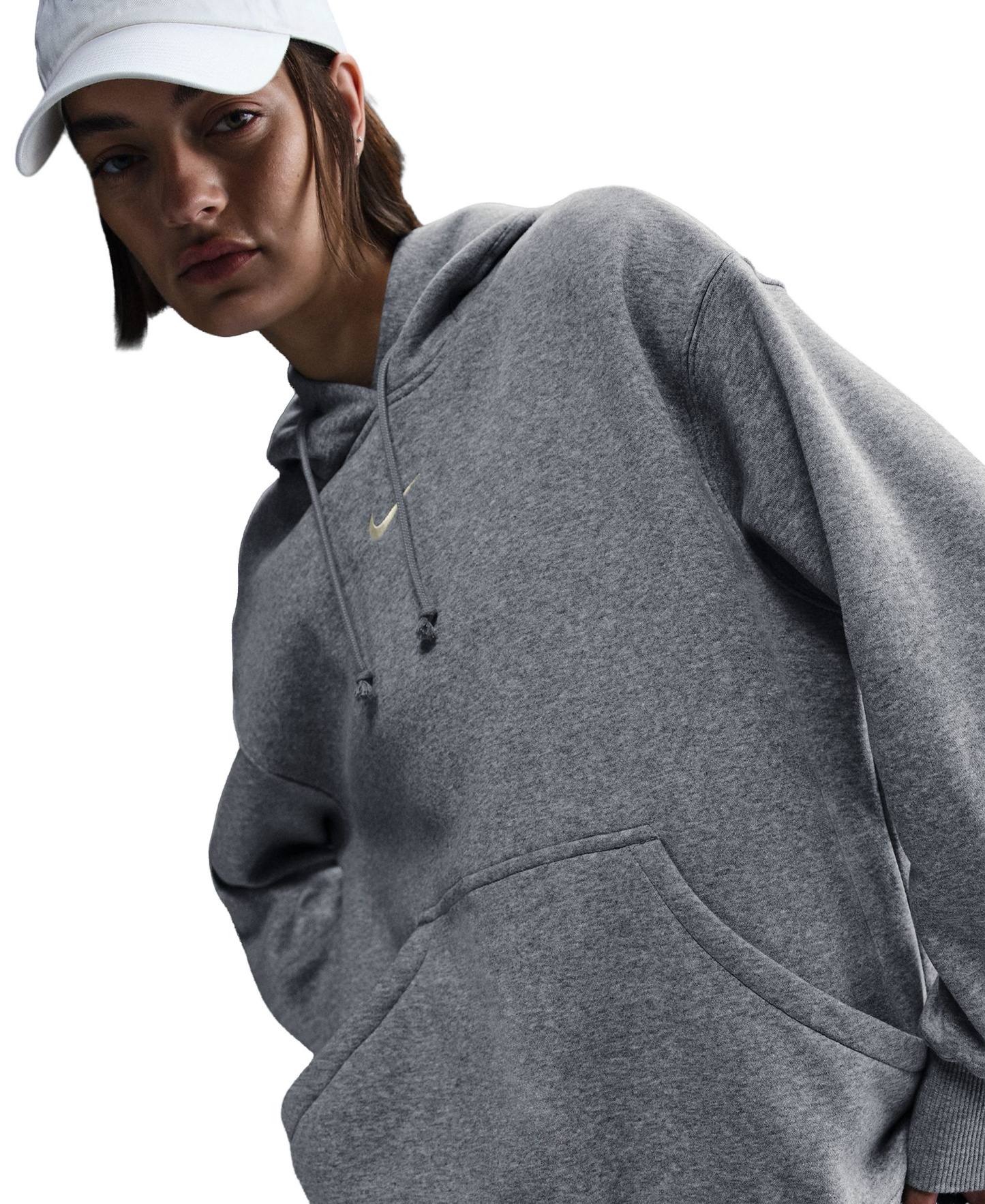 Nike Women's Sportswear Phoenix Fleece Oversized Pullover Hoodie - Dark Gray Heather/sail