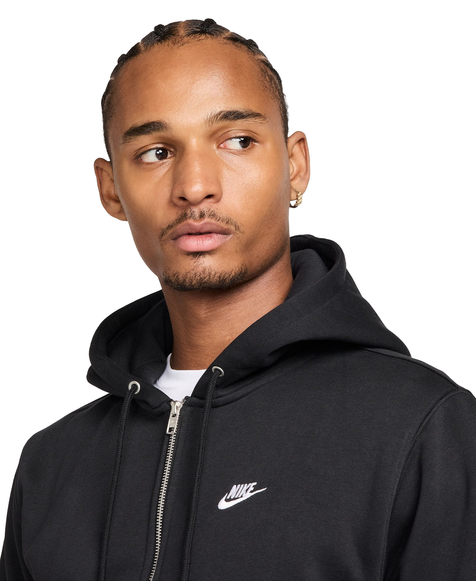Nike Men's Full-Zip Fleece Regular-Fit Hoodie - Black/White