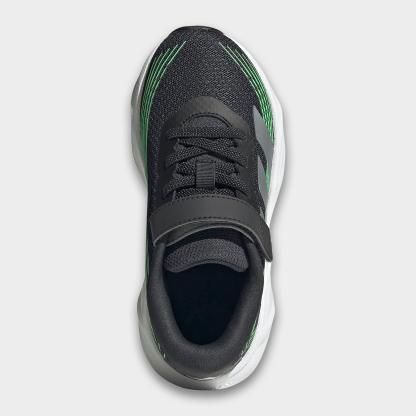 Little Kids' adidas Galaxy 8 Hook-And-Loop Stretch Lace Running Shoes - Night Grey/Tech Grey Metallic/Screaming Green - Top view