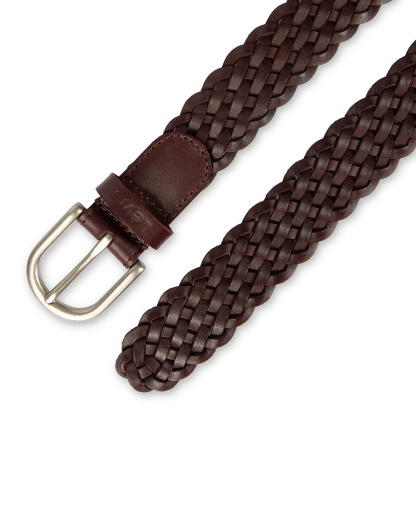 Levi's Women's Fully Adjustable Leather Braided Belt - Burgundy