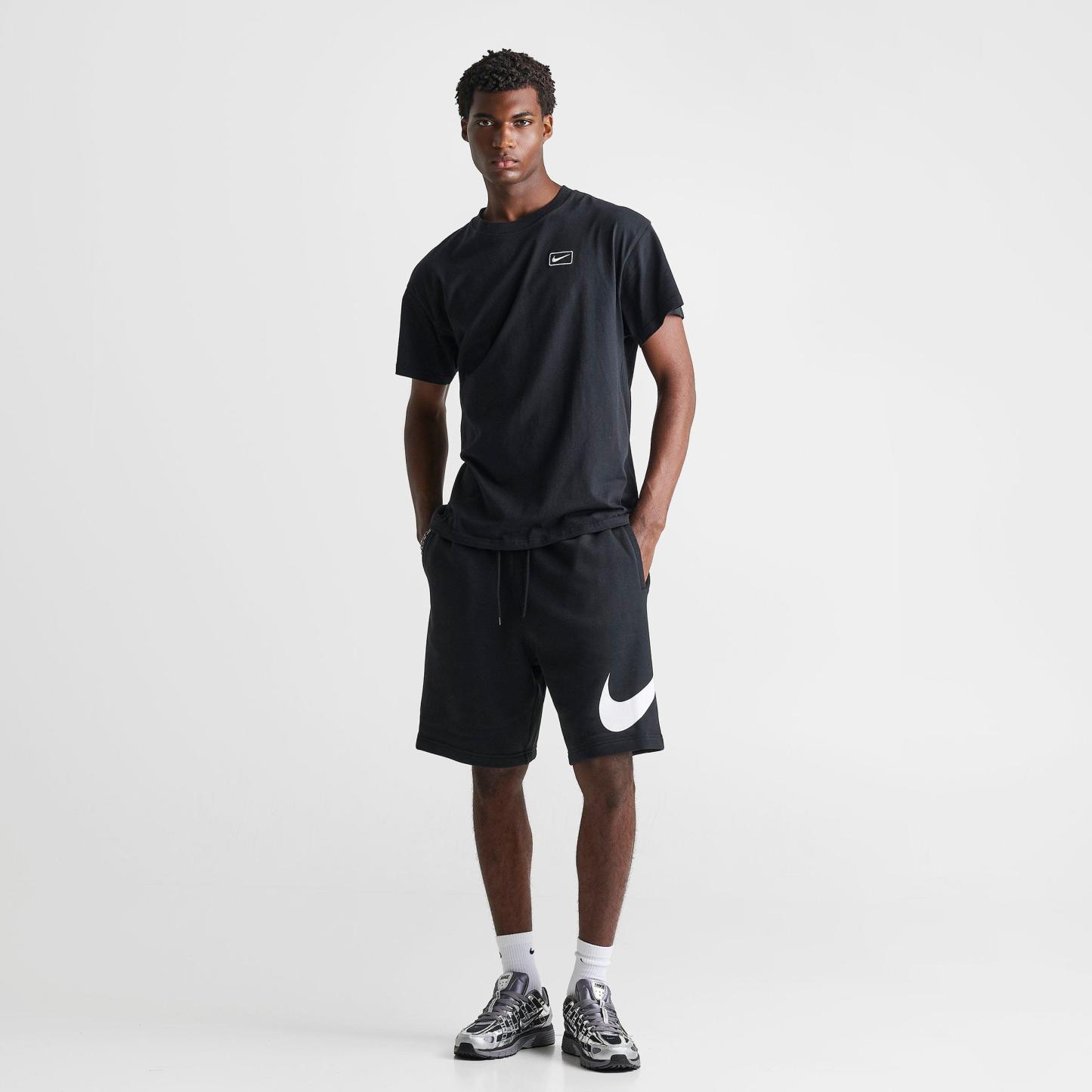 Men's Nithtke Club Fleece Swoosh Graphic Shorts - Black/Black/White