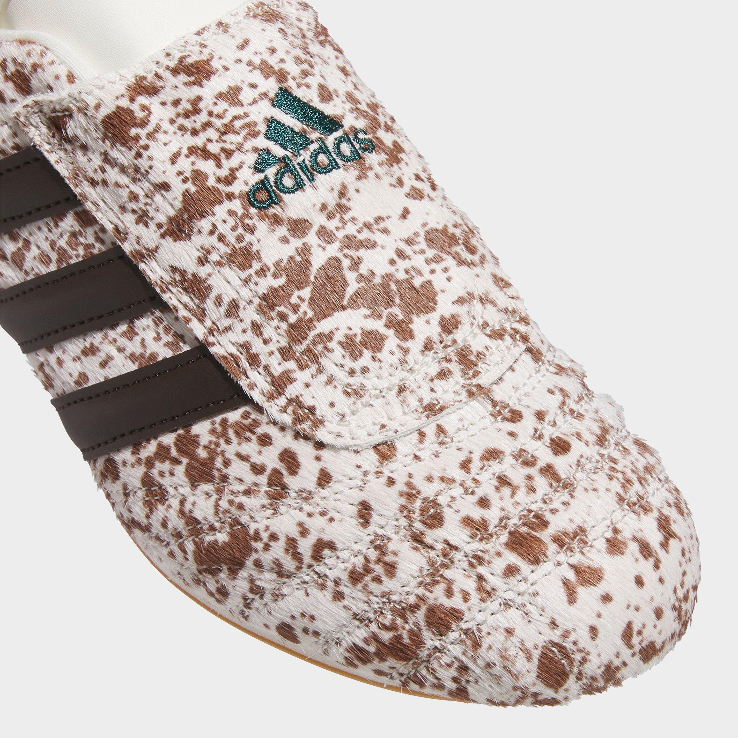 Women's adidas Originals Taekwondo Cow Print Casual Shoes - Off White/Dark Brown/Gum - Detail shot
