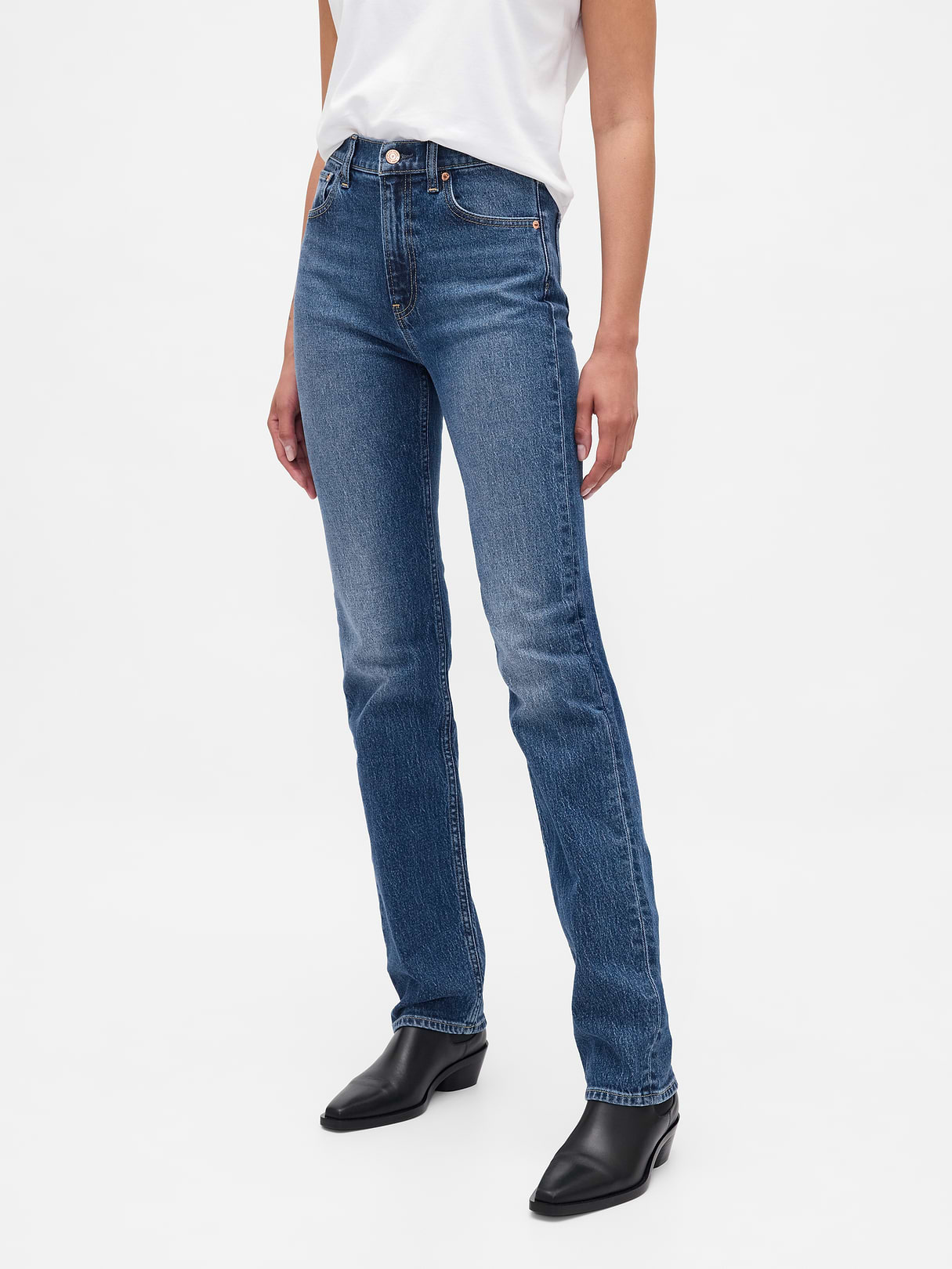 High Rise '90s Slim Straight Jeans - Medium wash