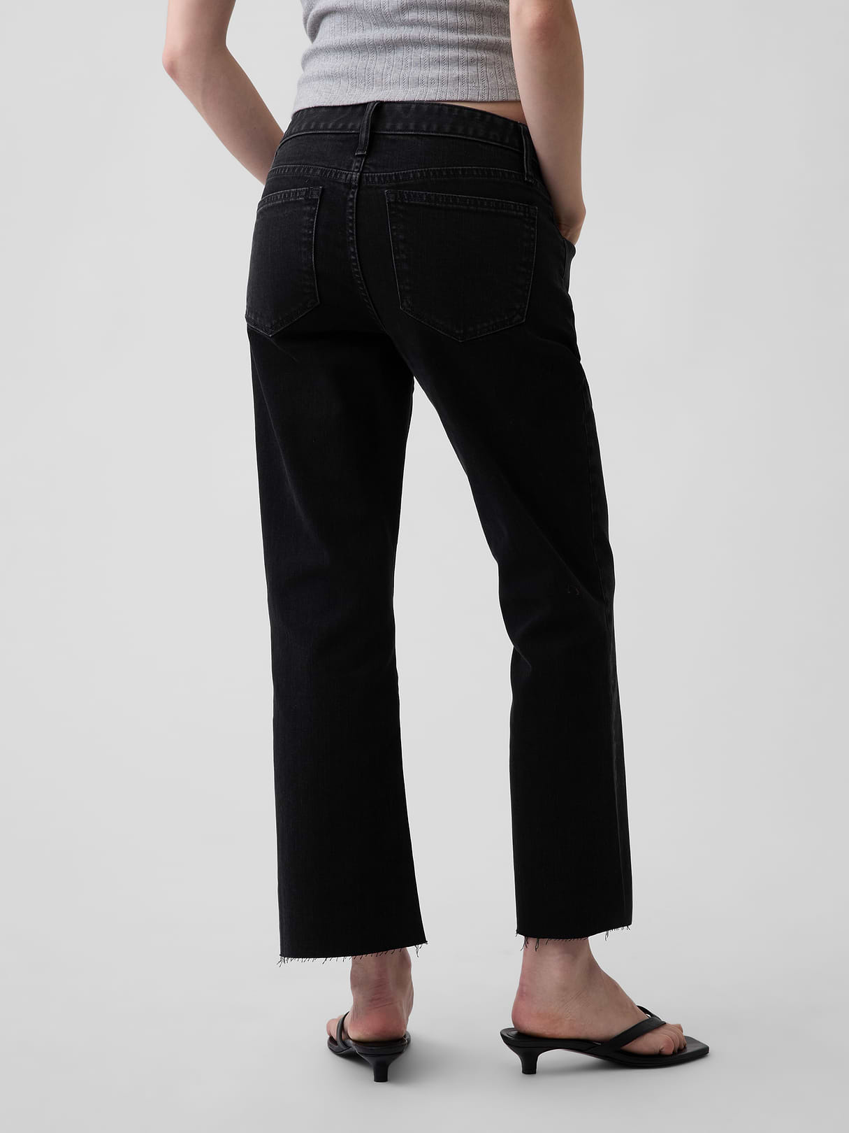 Low Rise Long & Lean Crop Jeans - Black wash
