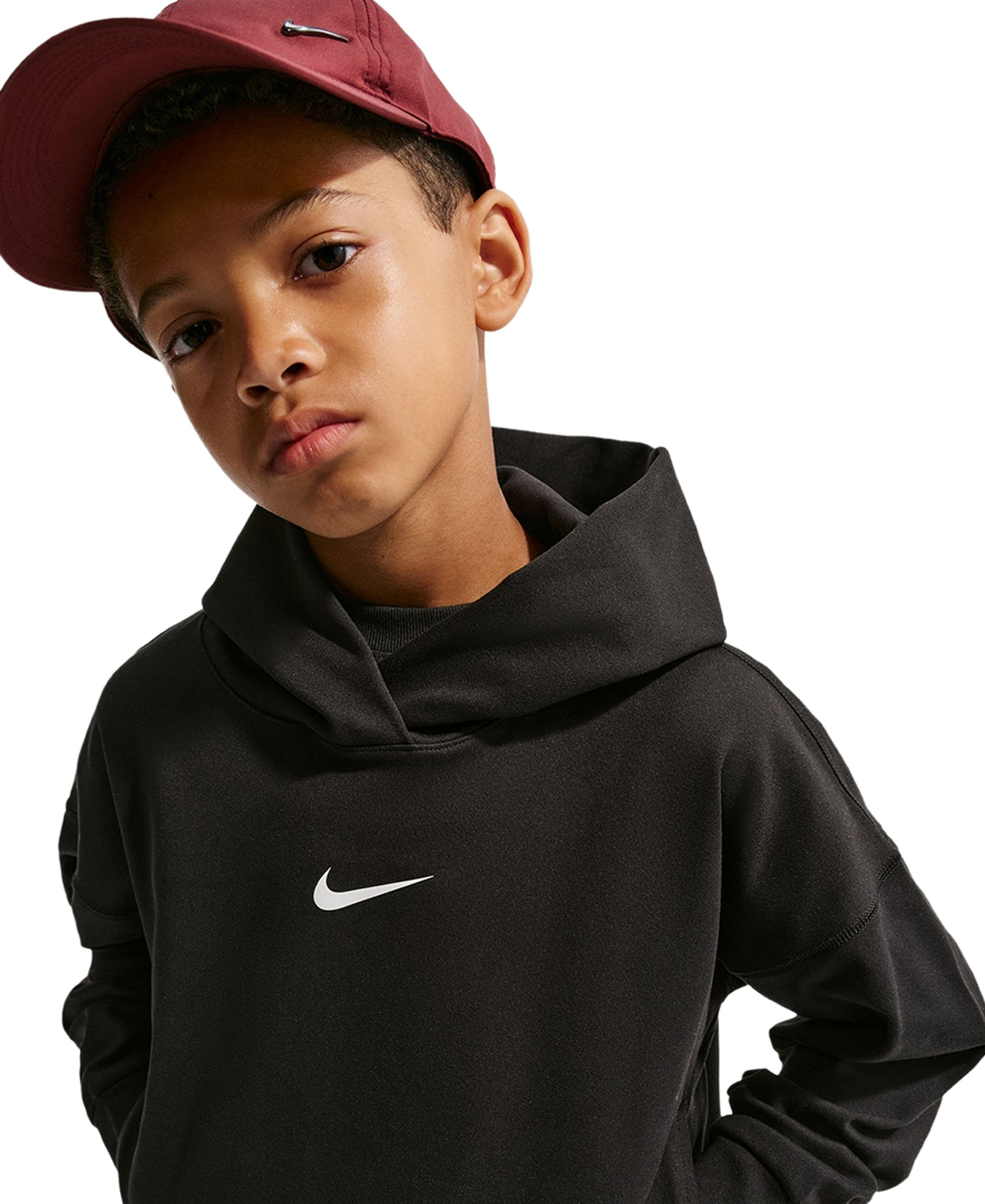 Nike Boys' 8-20 DRI-FIT Hooded Sweatshirt - Black/white