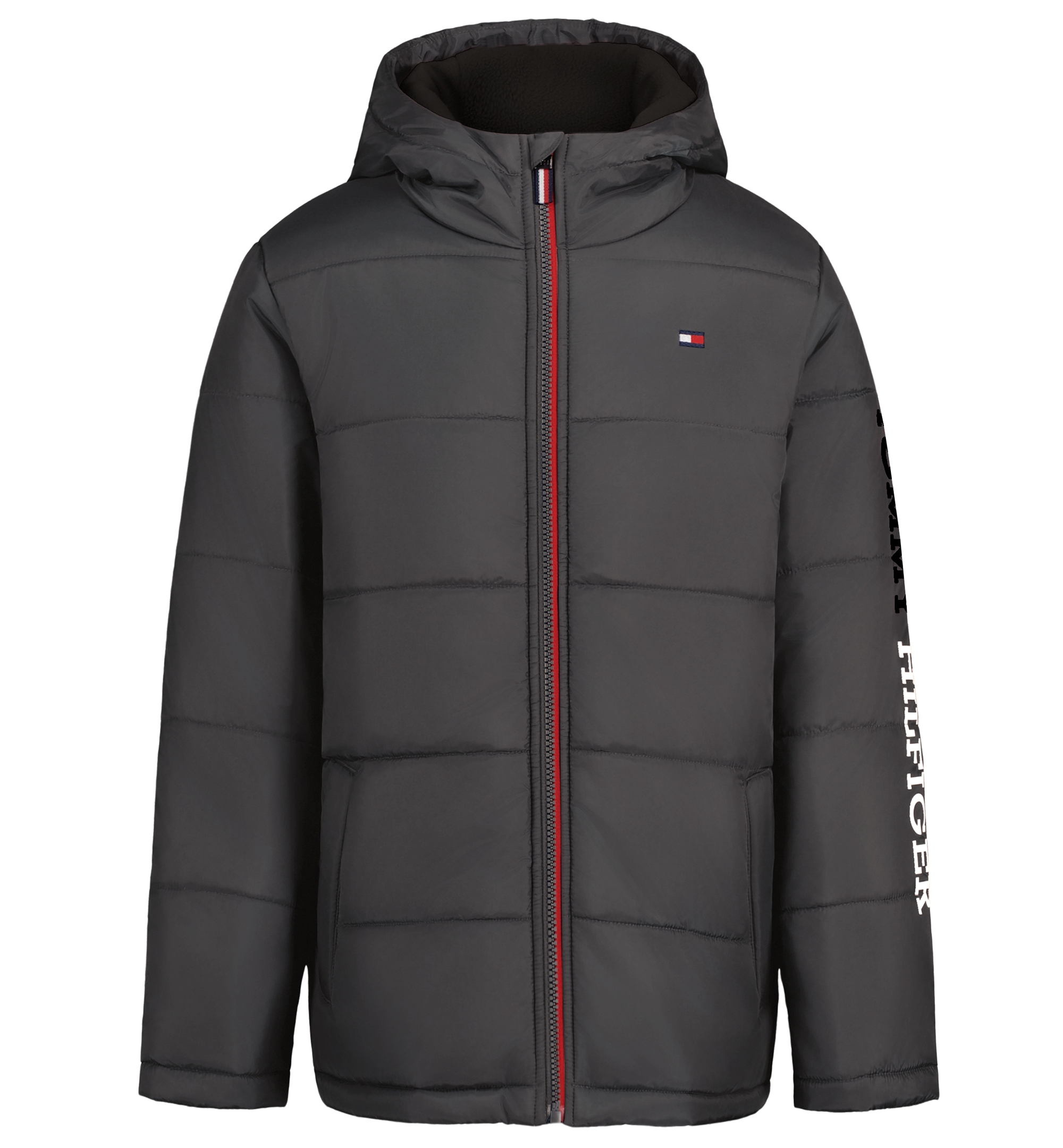 Tommy Hilfiger Boys' 8-20 Logo Puffer Jacket - Dark Gray