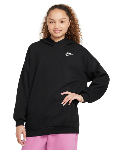 Nike Girls' 7-16 Sportswear Club Fleece Oversized-Fit Hoodie - Black