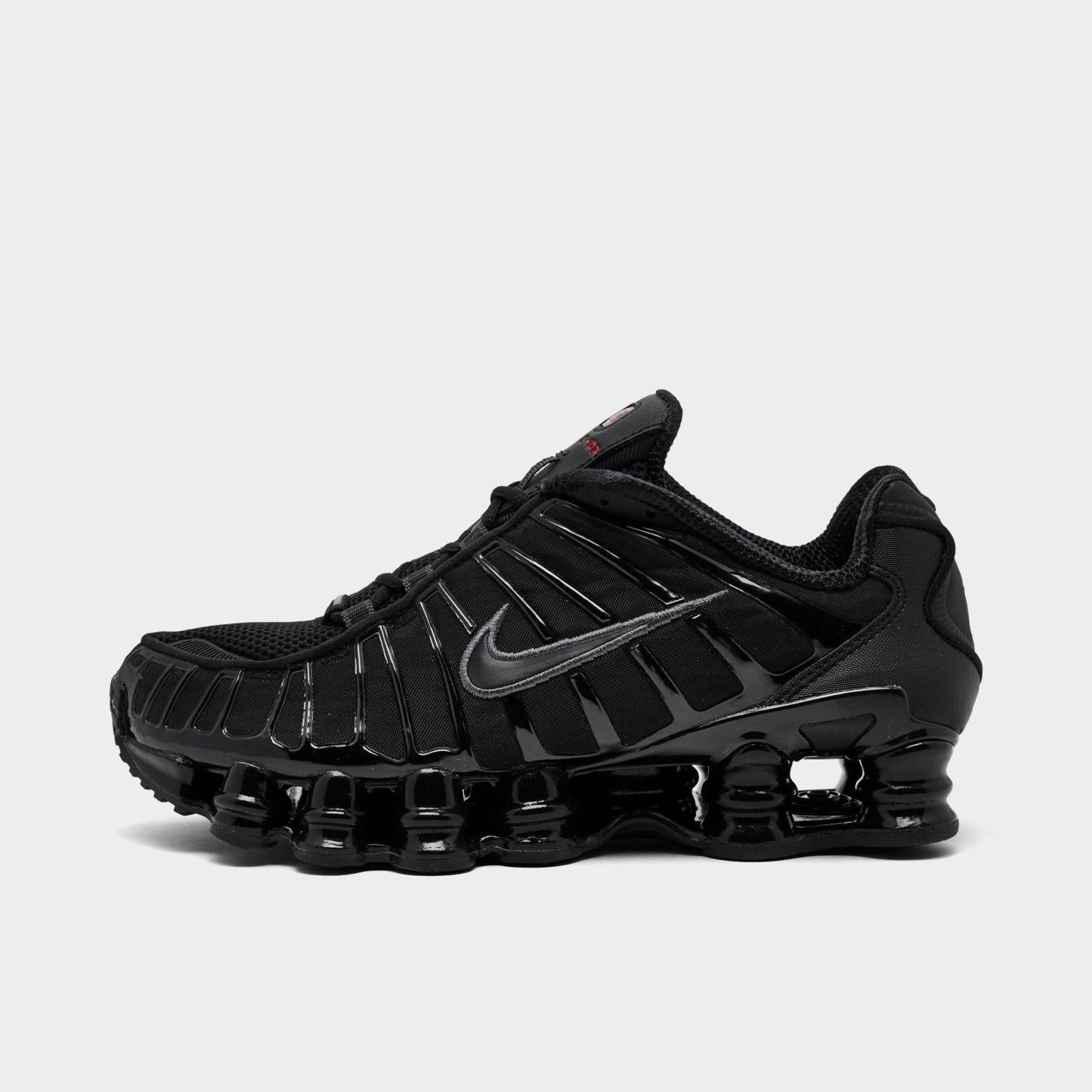 Big Kids' Nithtke Shox TL Casual Shoes - Black/Metallic Hematite/Max Orange/Black - Left shoe facing left. Outside of the shoe.