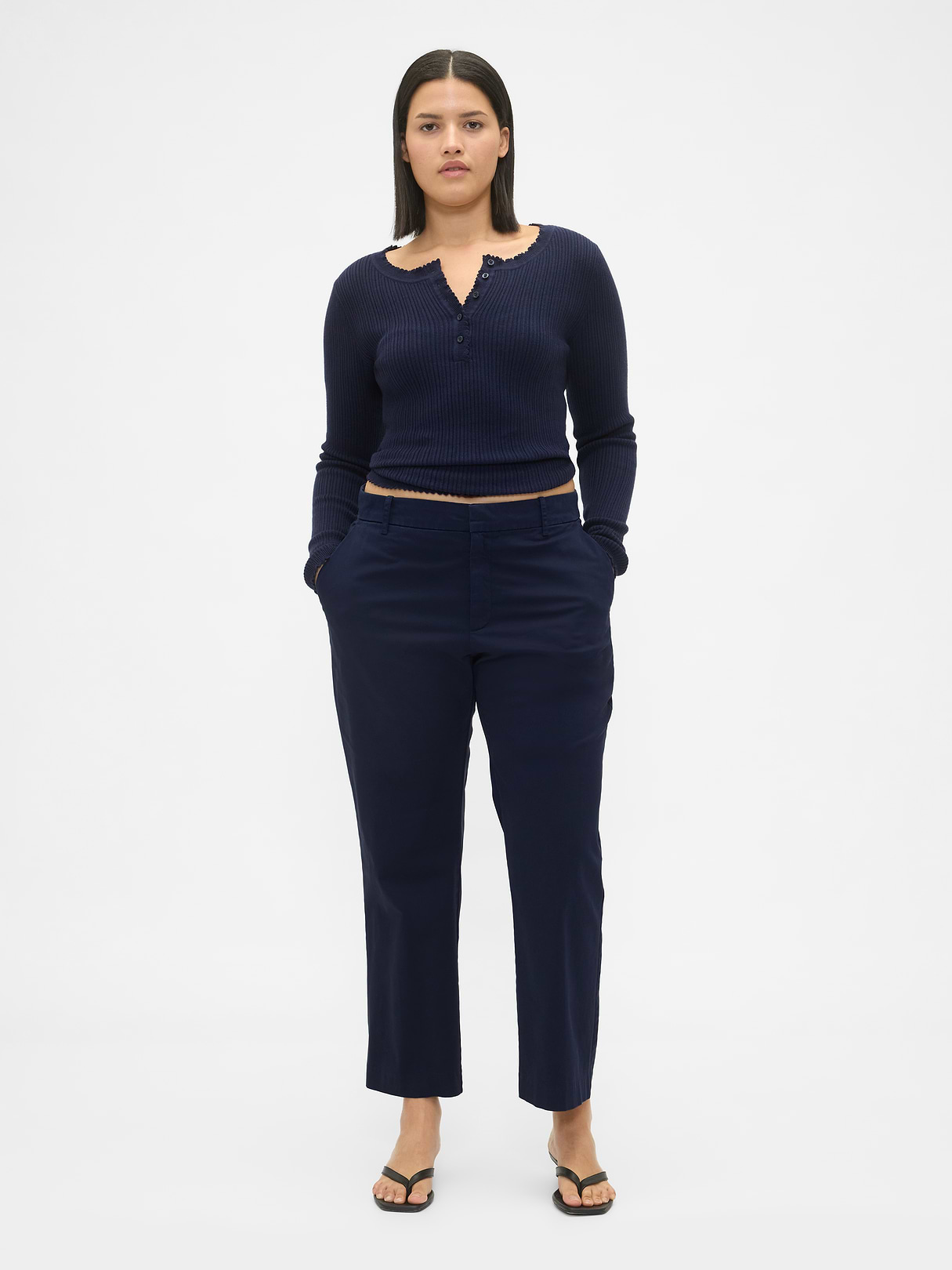 Mid Rise Khakis - Navy blue night