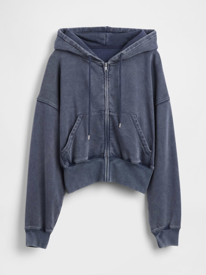 VintageSoft Wedge Zip Hoodie - Tapestry navy blue wash
